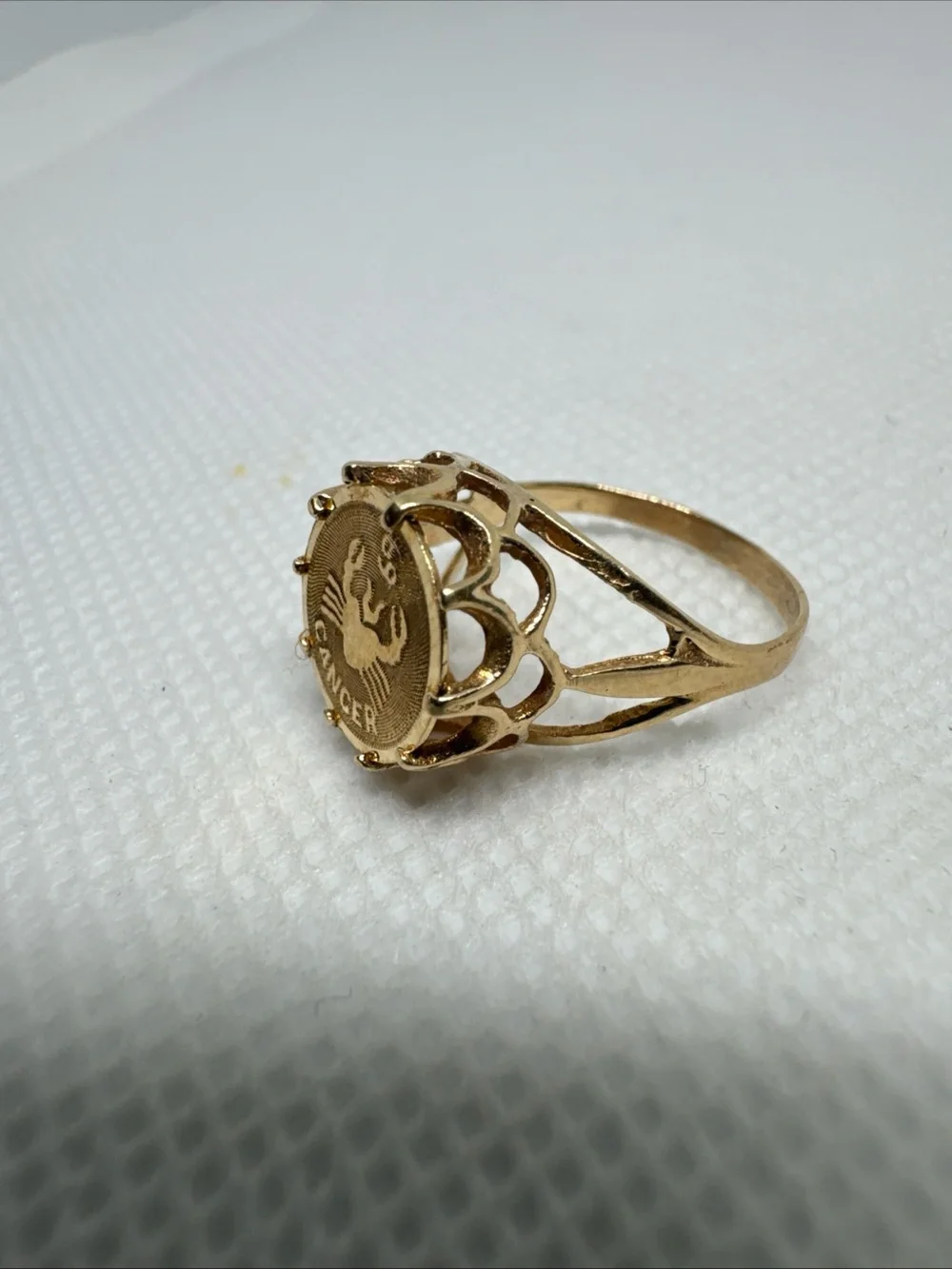 Vintage 14k Yellow Gold, Crab Cancer Horoscope Ring, Zodiac, Size 5.25